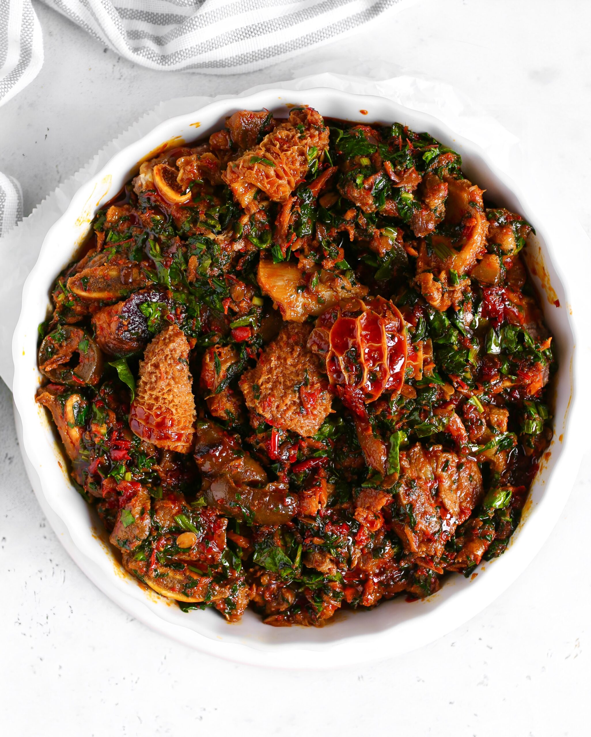 Amala/Poundo/Garri/Fufu +Eforiro (Vegetable Soup)